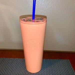 Starbucks Stainless Steel Peach Palm trees Summer